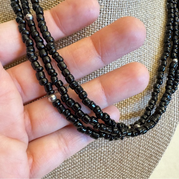 SILPADA Triple 3 Strand Black Glass Beads & Sterling Silver Beads Necklace - Picture 4 of 16